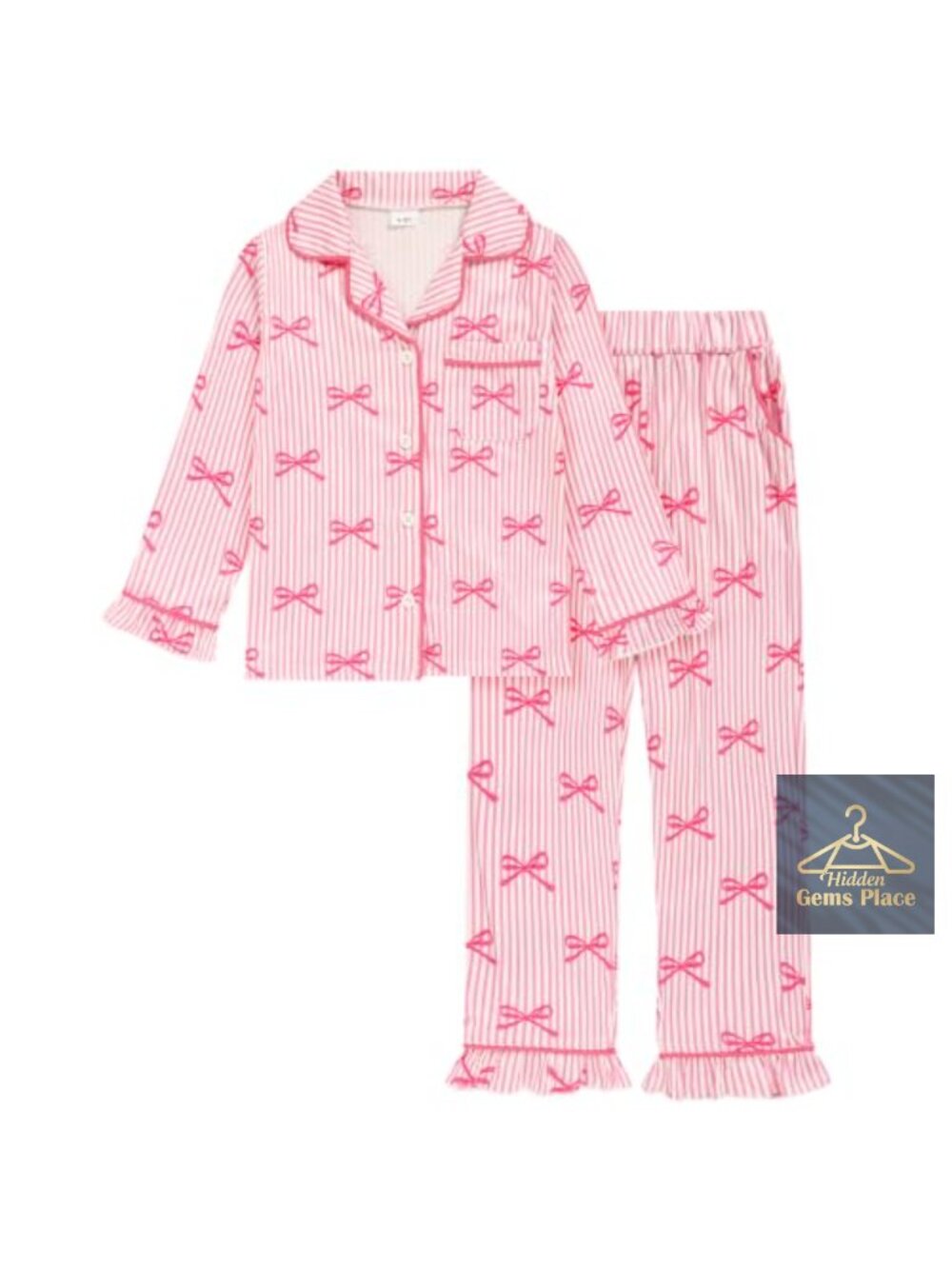 Girls 2-Piece Pajama Set Long Sleeve Long Pants Sleepwear Loungewear